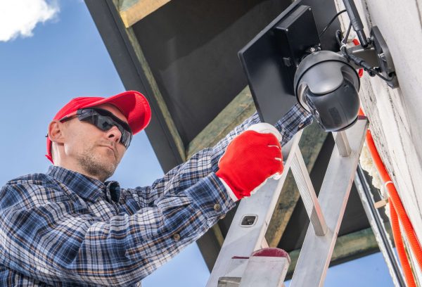 Electrician in London Ontario installing sealed outdoor lighting